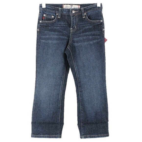 Seven Premium Sz 8 x 19 Blue Cotton Blend Denim Crop Capri Jeans - Picture 1 of 8
